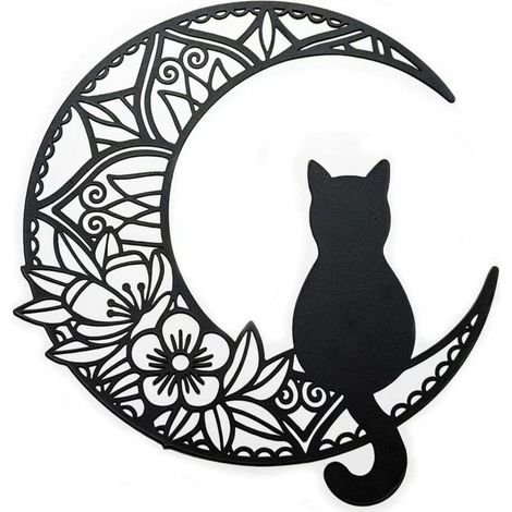 Metallkatzen-Serie Wandbehang Pussycat Kreativer Wandanhänger aus Eisenarbeit Pussycat-Tier, Mondkätzchen