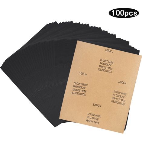 Papier abrasif carbure de silicium 1200 grains 100 pièces pour polissage à l'eau (1/5)