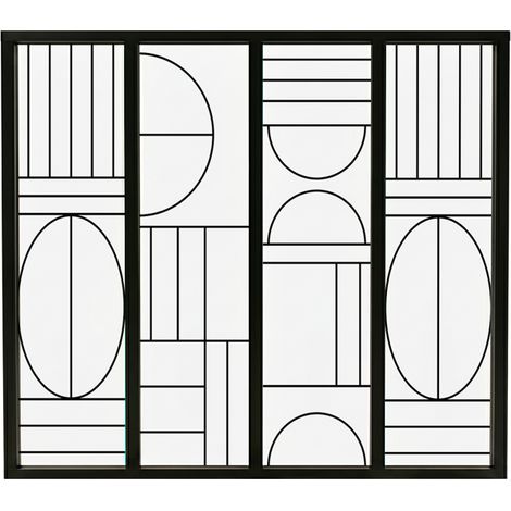 Verrière atelier intérieure aluminium noir 4 vitrages 135 x 117 cm - Décor art déco - Ovaline - noir et transparent - Verre trempé (1/5)