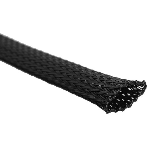 Gaine tressée PET extensible noire 6mm, manchon câble haute densité, 10 mètres, protection flexible pour fils électriques (1/4)