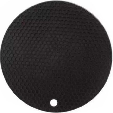 Set de table rond en caoutchouc non toxique, antidérapant, résistant à la chaleur, lavable, isolant pour tasses et bols, noir (1/4)