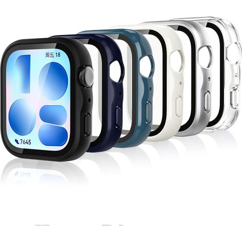 6-Couleurs Coque pour HUAWEI Watch FIT 5 avec Protecteur D'écran, Dur PC Anti-rayures Coque Monobloc HD Verre Trempé Housse de Protection Couverture Intégrale pour Huawei Fit 5 (1/5)