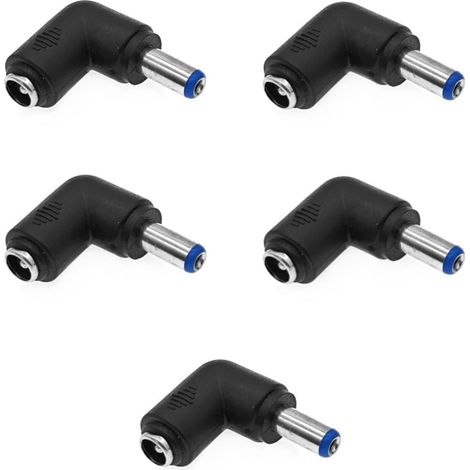5X Adaptateur Secteur DC, Angle Droit à 90 degrés, Femelle 5,5 x 2,1 mm vers mâle 5,5 x 2,1 mm, connecteur Jack Baril pour Ordinateurs Portables, routeurs, Bandes LED, caméras de Surveillance (1/5)