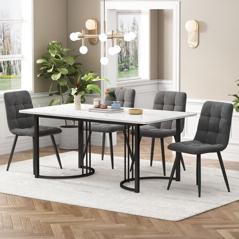 Conjunto mesa y sillas comedor 5 piezas blanco OKMYHOME (1/5)