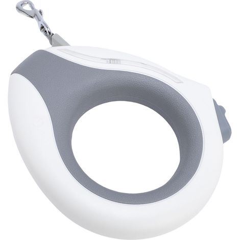 Laisse rétractable pour chien avec lumière LED colorée, design élégant, réglage automatique, robuste, pour chiens de petite et moyenne taille, blanche. (1/5)