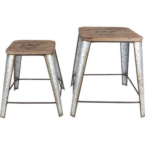 Vintage-Sitzhocker Kuh 2er-Set Beistelltisch Blumentisch Couchtisch Sitzbank (1/5)