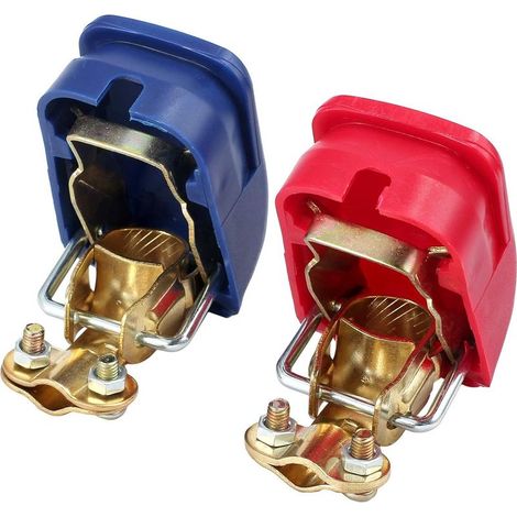 1 Paar rote und blaue Schnellverschluss-Batterieklemmen aus Messing-ABS für Auto, Motorrad, LKW (1/5)