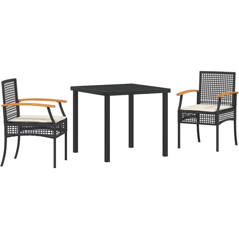 Maison Exclusive - Set da Pranzo per Giardino 3 pz Nero Rattan (1/5)