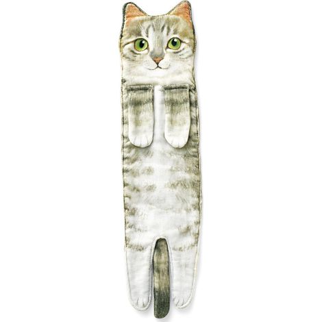 Serviette Chat Main Porte-Serviette Fixé - Câble Polyester & Nylon, 55x13cm, 110g, Orange/Gris/Noir&Brun/Blanc/Noir, 1 Pièce (1/5)