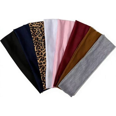 Fascia per capelli da donna, fascia elegante, antiscivolo, adatta per corsa, sport e yoga, materiale elastico, unisex, accessorio per capelli, set da 8 pezzi – Stile 4 (1/5)