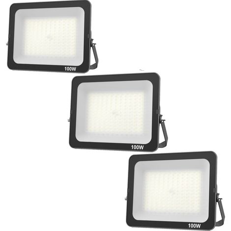 3pcs Projecteur LED 100W, Superlumineux spot extérieur Blanc Froid 6500K, IP66 Eclairage de Sécurité Floodlight lumiere pour Jardin Stade Garage entrepôt Magasin Atelier Dépôt (1/5)