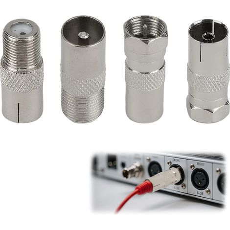 4 Pcs Connecteur Antenne Tv F Mâle Vers F Tv Femelle, Kit Coaxial Adaptateur, Prise Antenne Television Pour Câble Satellite, Câble Antenne, CâbleAérien, F Type Vers Coax Kit (1/5)