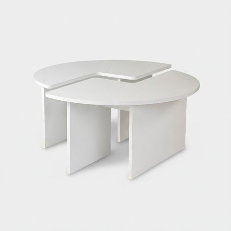 Table basse - MOIRA - Ronde - Blanc Naturel - 90 x 90 x 41 cm (1/5)