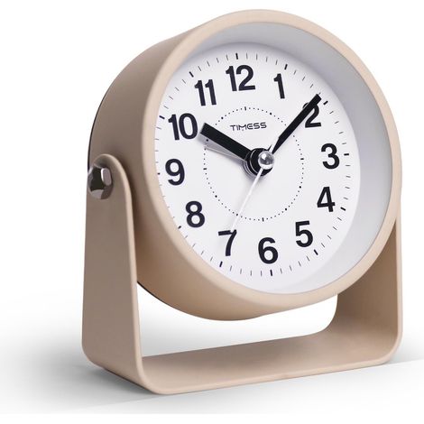 Analog Alarm Clock, Silent Non-Ticking Quartz Movement, Battery-Operated with Snooze & On-Demand Light, Easy to Set Gentle Wake Bedside Desk Clock, Ideal for Home, Travel, Office (Yellow) (1/5)