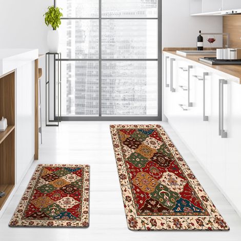 New Retro Style Entryway Mat, Household Kitchen Anti-slip Dustproof Thickened Washable Strip Mat - Bohemian Style - 5 - 44701.2cm