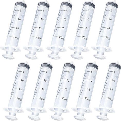 10 Pièces Seringue, Seringue 20ml, Seringue en Plastique, Réutilisable Seringues de Distribution, Seringue Dosage pour Laboratoire, Alimentation Animale, Arrosage de Plantes (1/5)
