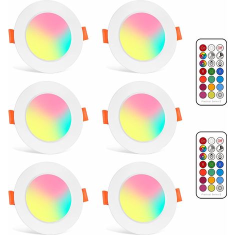 LED Spots Encastrables Ampoule RGB Couleur Changement Lampe Blanc Chaud 2700K de plafond du Jour Plafonnier Encastré 8W AC 85V-265V Spot Bulb avec Télécommande(6er Set)