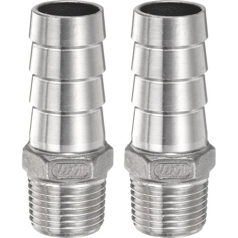 Stück Edelstahl-Schlauchverbinder mit Widerhaken, 0,8" (20 mm), 1/2"-Außengewinde, Schlauchverbinder mit Widerhaken, Kupplung (1/5)