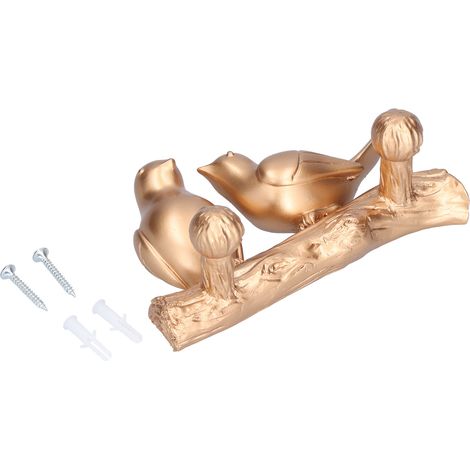 Kleiderhaken aus Kunstharz, Vogel-Schlüsselhaken, Wandhalterung für Hüte, Handtücher und Taschen, für Wohnzimmer, Küche, Gold (1/5)