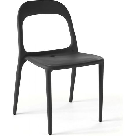 Chaise en plastique de jardin noir (1/7)