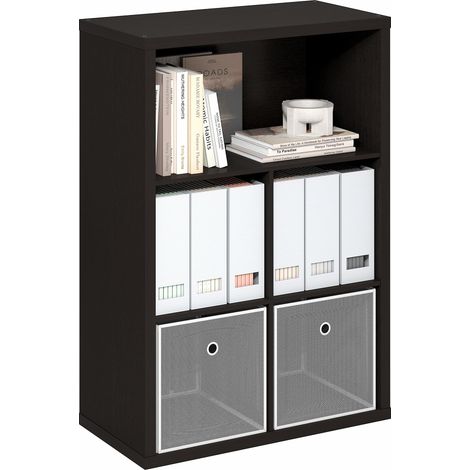 Étagère, Bibliothèque À 5 Cubes, Rangement Intégré avec Fond Fermé, 39 X 76 X 110 Cm, Idéale pour Le Salon, La Chambre Ou Le Bureau, Chêne Foncé (1/5)