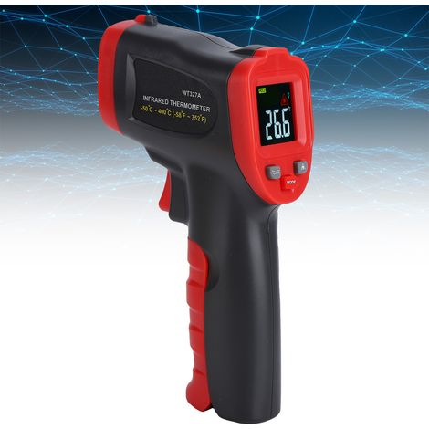 Thermomètre sans contact, thermomètre infrarouge portable, pistolet de mesure de température de l'eau, pistolet de mesure de température laser annulaire industriel WT327A (1/5)