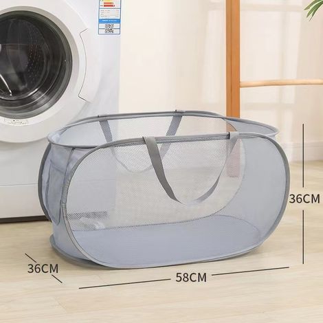 Panier à linge pliable, sac à linge pop-up pour chambre, buanderie, voyage, gris (1/5)