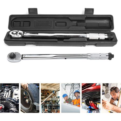 Clé dynamométrique 1/2 po 28-210 Nm, clé à cliquet préréglée de haute précision, outils de réparation automobile avec accessoires, système de dégagement rapide 1/2 po (1/5)