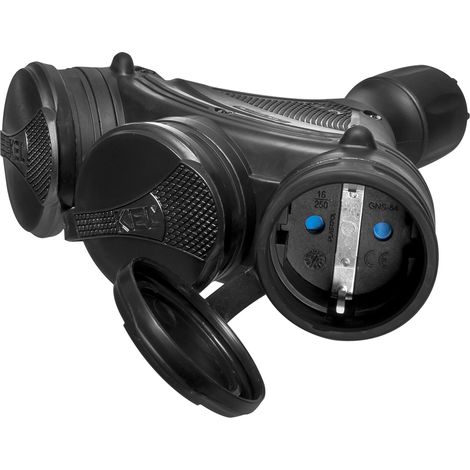 Répartiteur Schuko à trois voies IP44 3X2P+Z 16A 250V noir (1/5)