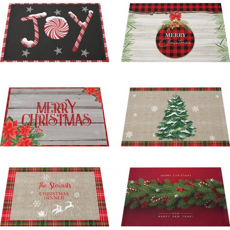 Placemat - Linen Cotton Blend - Heat Resistant - Square - For Dining Table Decoration - Set Of 6
