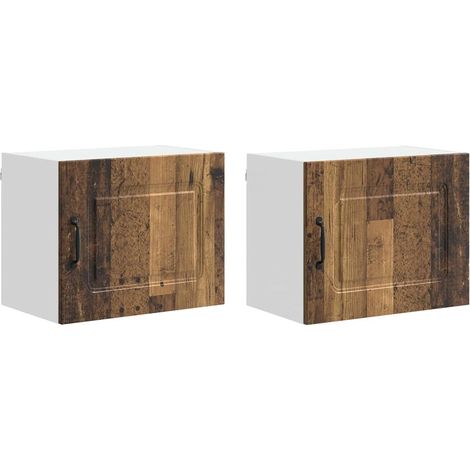 Lote de 2 armarios de pared de cocina modernos 50 x 31 x 40 cm con gran espacio de almacenamiento en madera antigua 020053590 (1/5)