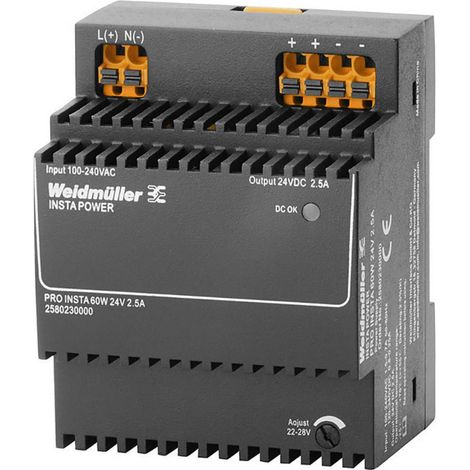 Weidmüller 2580230000 Alimentatore switching 24 V/DC 2.5 A 60 W Contenuto 1 pz.