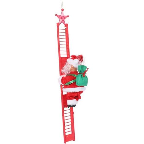 Perles d'escalade musique électrique Père Noël échelles d'escalade chariot de cerf cadeaux de Noël créatifs décorations de Noël(double échelle rouge) (1/5)
