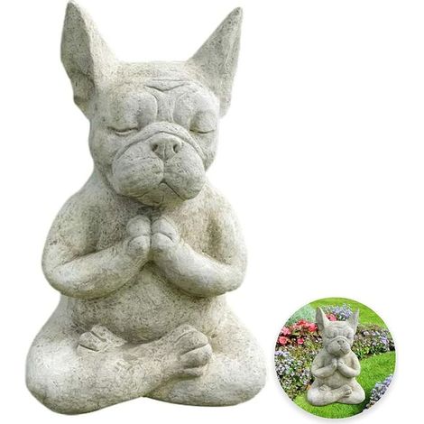 Statue de Bouddha Bulldog en méditation - Figurine de Chien de Yoga - Décoration de Table à Collectionner pour la Maison, Le Jardin, la Cour (1/5)