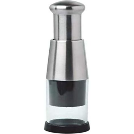 Hachoir à oignons multifonctionnel, hachoir à ail, coupe-légumes en acier inoxydable, coupe-légumes manuel, hachoir à oignons, presse-ail (lame à clapet en acier inoxydable 304). (1/5)