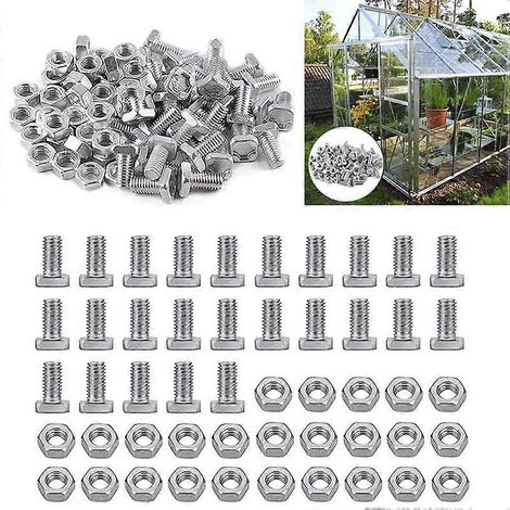 Lot de 50 écrous en aluminium antirouille pour serres et vérandas. (1/5)