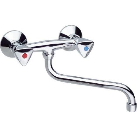 Cornat LI6 1934 Robinet Lisa a poignees a montage mural avec bec orientable en S Chrome (1/5)