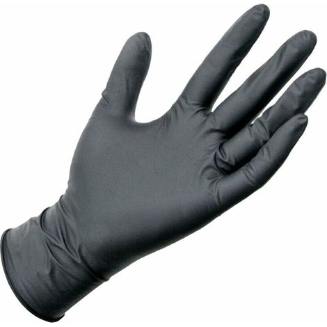Noir Gants Lot de 100 Gants Jetable Haute Qualité. Idéal pour Protection Cuisine Maison Menage Bricolage.sans Latex de Qualité Alimentaire sans Poudre (XL. Noir) (1/5)