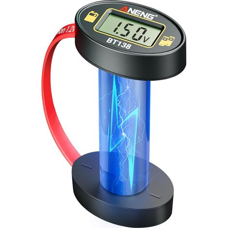 Testeur de Batterie Portable,Testeur Universel pour Piles AAA,AA,C,D,9V,F, 6F22 et Piles Bouton 1,5V/3V, avec Écran LCD,Vérificateur de Tension Compact pour la Maison et en Déplacement (1/5)