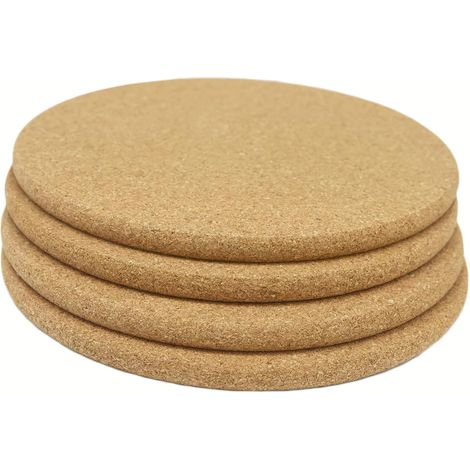 Sous-verre en liège 19 cm, protection thermique pour plans de travail, lot de 4