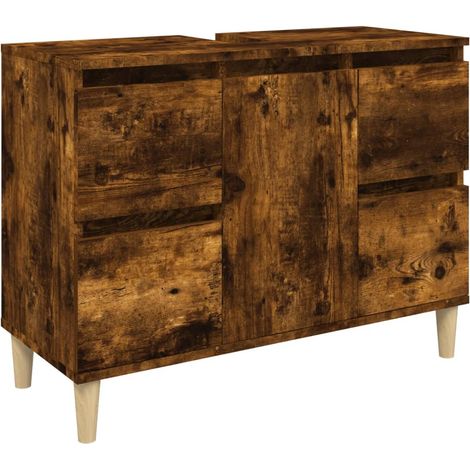 Mobile lavabo sottolavabo 80 x 33 x 60 cm in derivati del legno rovere affumicato 020006820