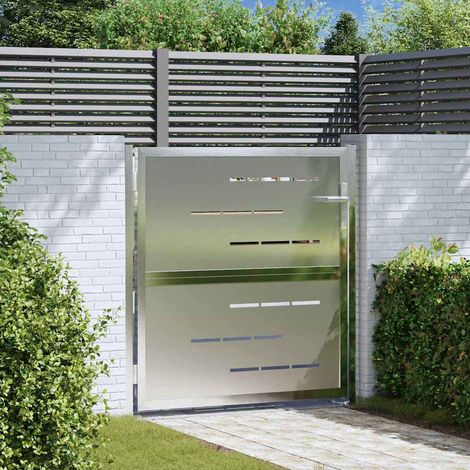 Garden Gate with Lock Silver 85 x 97 cm Stainless Steel vidaXL (1/5)