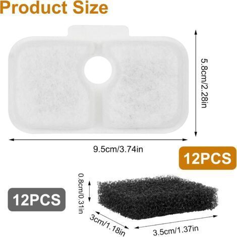NALOOKAMIC 32 Pièces Filtre de Fontaine à Eau pour Chat Emballé pour Fontaine à Eau pour Chat PLWF105/PLWF115/PLWF005,16 Cartouches Filtrantes et 16 Eponges en Mousse