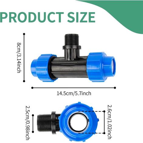 25 mm x 3/4" T-förmiges Wasserrohr-Fitting mit Außengewinde: Verbindungsstück zum Anschluss an das Rohrende, 25 mm x 3/4", Quick&Easy-Verbindungstechnik, selbstdichtende Gewindeverbindung (4 Stück) (1/5)