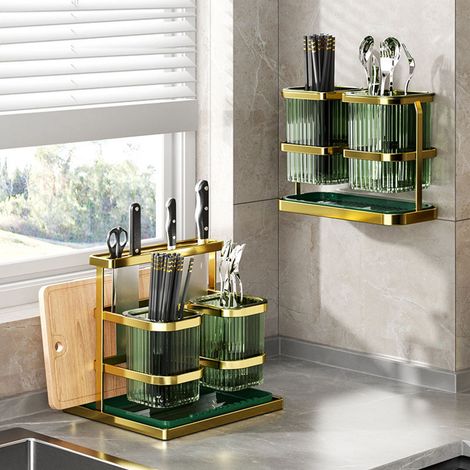 Couteaux de cuisine porte-baguettes, ustensile multifonctionnel planche à découper support de séchage pour comptoir (1/5)