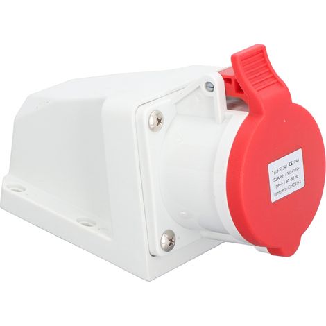 Connecteur électrique industriel, 4 broches, 32A, 3P + E, étanche IP44, anti-poussière, 380 à 415V, prise à montage en Surface