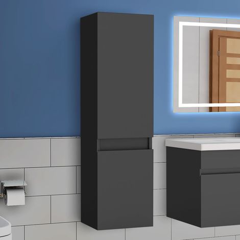 Ocean 30(L)x30(P)x110(H)cm meuble Salle de Bain anthracite meuble colonne salle de bain à suspendre