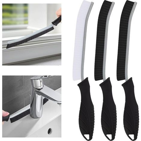 (3, Noir)Brosse de Nettoyage à Poils Durs, Brosse Joint Carrelage, Brosse Salle de Bain pour Les Toilettes, la Maison, la Baignoire, l'évier, la Fenêtre (1/5)