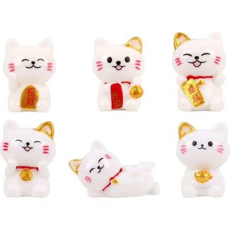 12 Figurines, Chat Maneki Neko, Résine, 2,6cm, Déco, Bureau Maison Voiture (1/5)