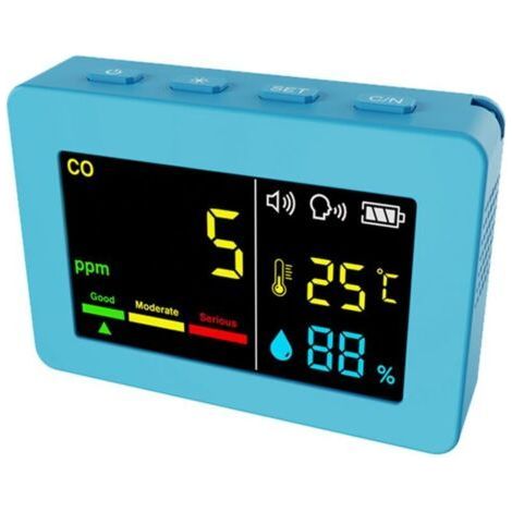Tragbares 3-in-1-Luftqualitätsmessgerät, CO, Temperatur und Luftfeuchtigkeit, Farbbildschirm, Kohlenmonoxiddetektor mit Sprachalarm und Batterieanzeige,